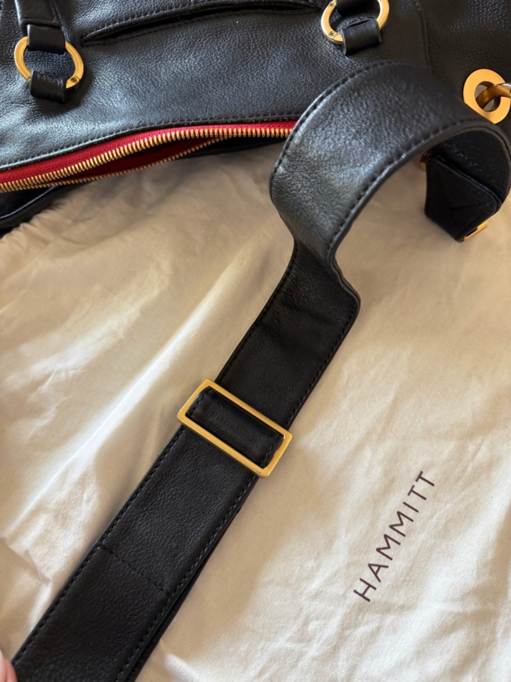 Hammitt Black Leather Tote with Gold Hardware - Picture 8 of 11